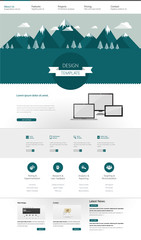 Flat style landscape on flyer or brochure design
