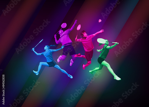 Obrazy Badminton   plakat-sportowy-z-graczami-badmintona