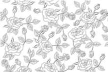 Background Black White Flowers Roses Pattern Seamless