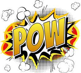 Pow - Comic book, cartoon expression isolated on white background.