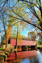 Covered Bridge In Maryland In Autumn