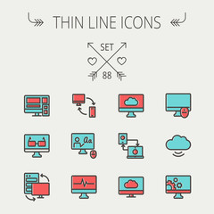 Wall Mural - Technology thin line icon set