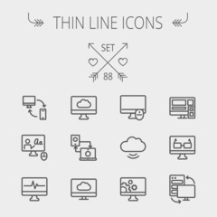 Poster - Technology thin line icon set