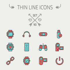 Canvas Print - Technology thin line icon set