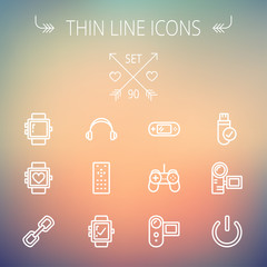 Wall Mural - technology thin line icon set