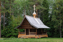 Old Wooden Orthodox Chapel In North Russia