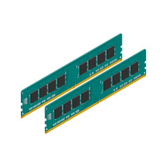 random access memory detailed isometric icon