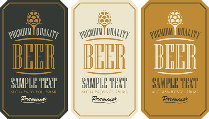 Wall Mural - set labels for beer in a retro style with malt