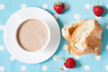 Wall Mural - concept perfect lunch or breakfast. a cup coffee latte with a