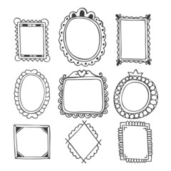 Wall Mural - Collection of hand drawn frames. Vintage photo frames