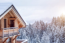 Chalet House In The Mountains In Winter