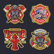 Set of firefighter emblems 