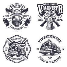 Set Of Firefighter Emblems