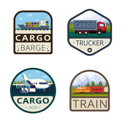 Fototapete - Cargo Vintage Labels vector icon design collection. Shield banne