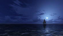 Sailboat In The Night Ocean