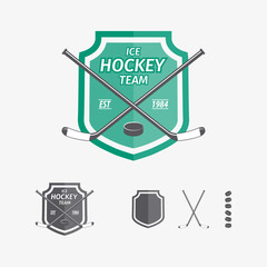 Wall Mural - Hockey sports emblems and symbols for team logo. Hockey, game