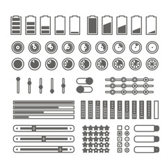 Poster - Different interface controls design elements. Lineart design