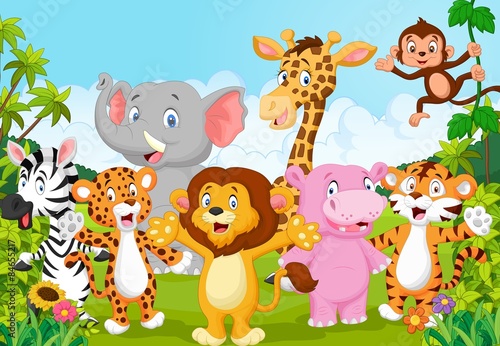 Nowoczesny obraz na płótnie Cartoon collection animal africa in the jungle