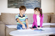 © nikodash - Brother and sister playing, Children drawing