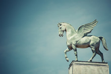 Statue Of Pegasus On The Roof Of Opera In Poznan Poland