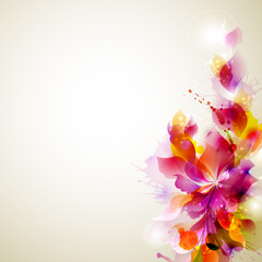 Fotomurales - Abstract background with flower and design elements