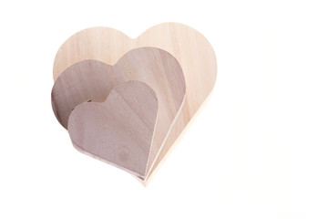 heart wood box of love isolated on white background