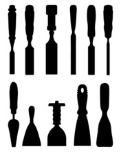 Silhouettes Of  Chisels, Vector
