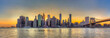 Panorama view of New York City downtown skyline and Brooklyn bri