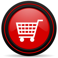 cart red glossy web icon