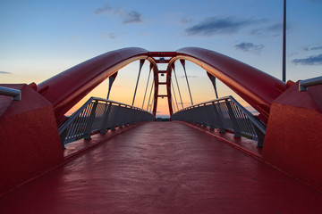 Naklejka perspektywa most czerwony sundown