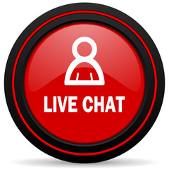 Poster - live chat red glossy web icon