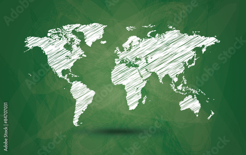 Drawing of map on blackboard