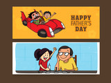 Fototapeta Miasto - Website header or banner set for Happy Father's Day.