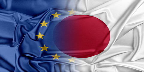 Wall Mural - European Union and Japan. 