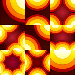 Poster - Set of abstract red, orange and yellow circle shapes backgrounds