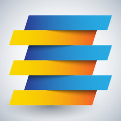 Poster - Infographics blue and orange paper rectangle banners with shadow