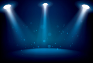 Illuminated stage with scenic lights vector background