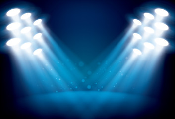 Wall Mural - illuminated stage with scenic lights vector background