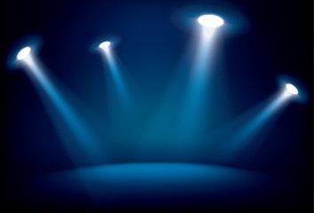 Wall Mural - illuminated stage with scenic lights vector background
