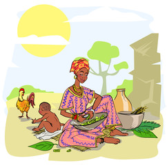 African woman with baby