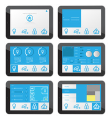 home security app interface on tablet screen