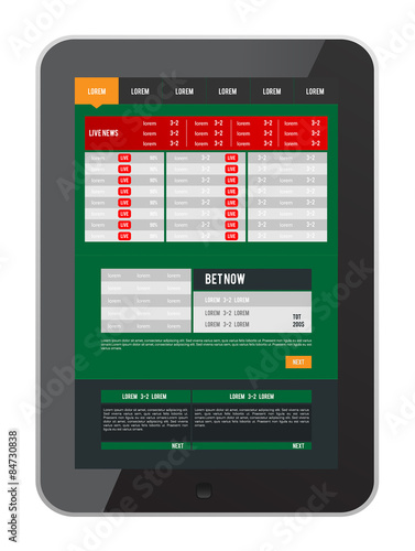 Fotografía Sports betting app on tablet screen vector