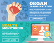 © Jane Kelly - Organ transplantation and health moitoring flat illustration concepts set