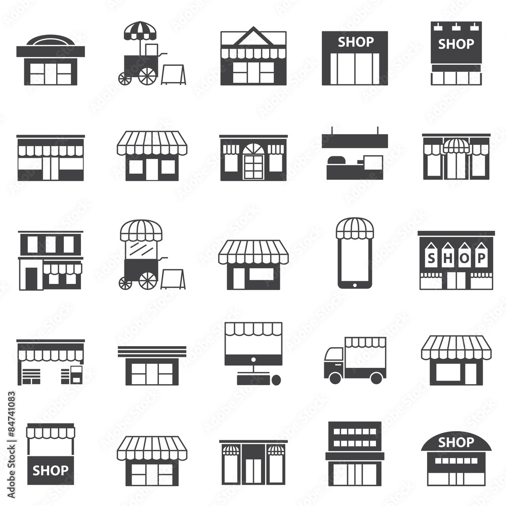 Store Setup Icon store and building icon set Stock Vector | Adobe Stock