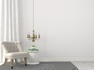 Wall Mural - Classic beige armchair and chandelier