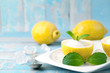 lemon sorbet ice cream with lemon slices dessert food	