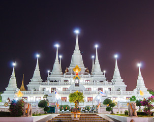 Wat Asokaram in the sunset, Samut Prakan province of Thailand