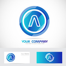 Letter A Blue Circle Abstract Logo