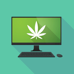 Canvas Print - Personal computer with a marijuana leaf