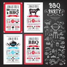 Barbecue Party Invitation. BBQ Template Menu Design. Food Flyer.